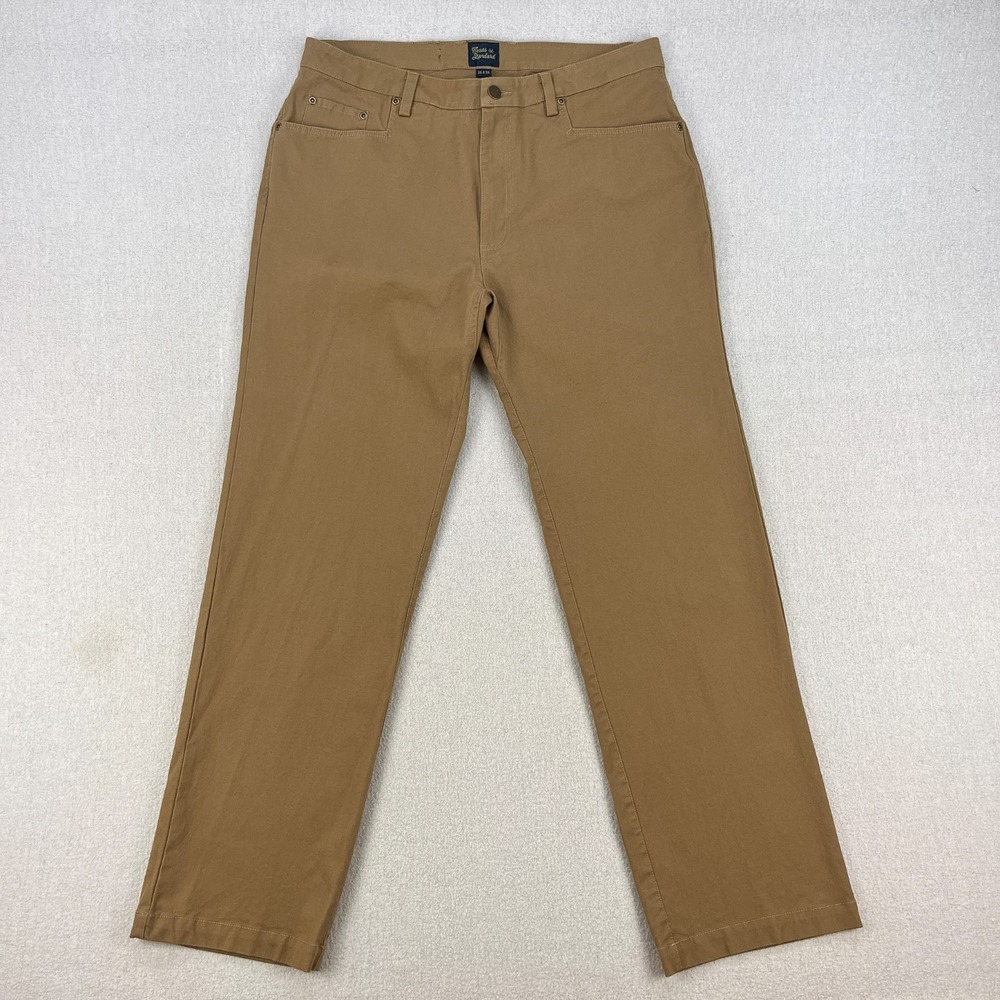Texas Standard Chino Pant Men 38x34 Beige Tan Straight Leg Stretch Cotton